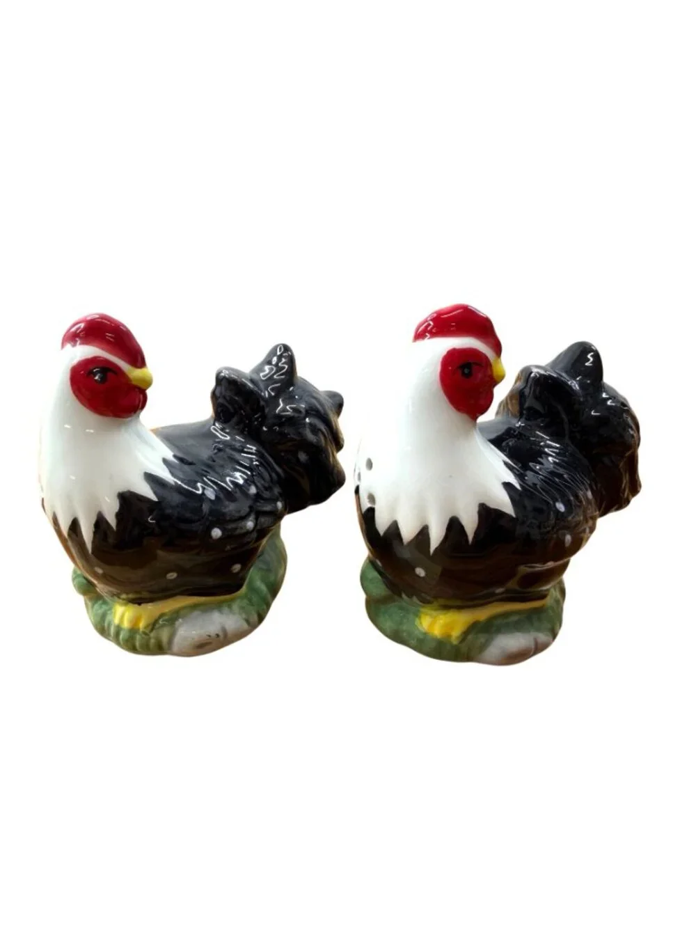 Rooster & Chicken Salt Pepper Shakers American Atelier Farmhouse Country Chic